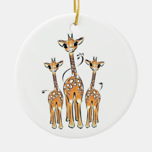 Cute Baby Giraffes, safaridjur Julgransprydnad Keramik
