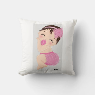 Cute Baby Girl in Pink Dress Cushion | Adorable Sw Kudde
