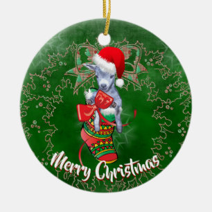 Cute Baby Goat i Stocking jul Ornament