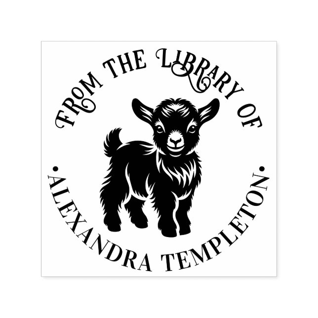 Cute Baby Goat, stående nummer 2-rundan Bibliotek  Självfärgande Stämpel (Design)