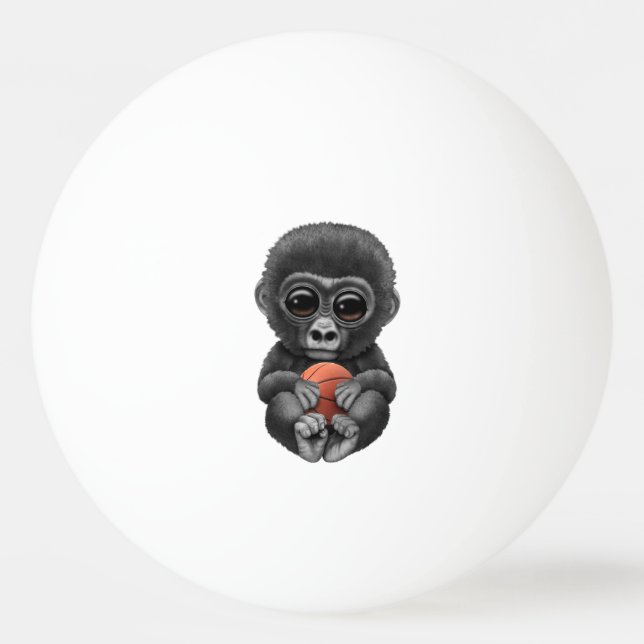 Cute Baby Gorilla med basket Pingisboll (Framsidan)