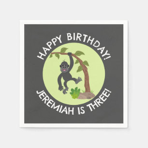 Cute baby gorilla personlig tecknad födelsedag pappersservett