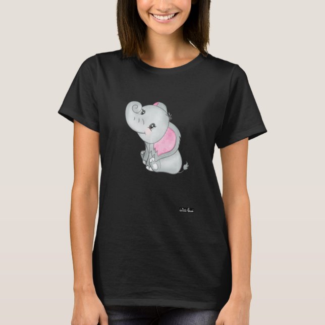 Cute Baby Grått Elephant T Shirt (Framsida)
