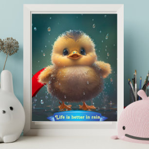 Cute Baby gult Anka dans i regn personlig Poster