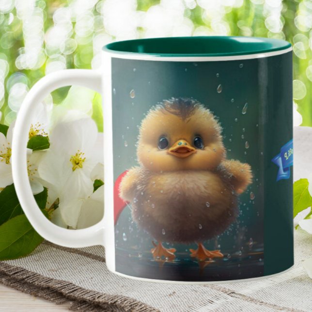 Cute Baby gult Anka i Rain Quote Personlig Två-Tonad Mugg (Skapare uppladdad)