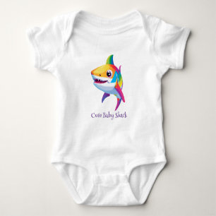 Cute baby-haj, regnbåge, färglösa barn t shirt