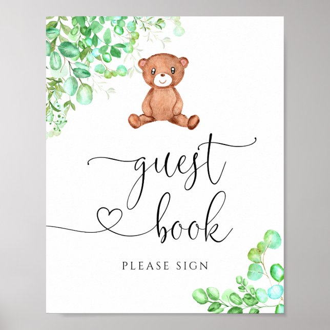 Cute baby har eucalyptus babyduschgäst bok poster (Framsidan)