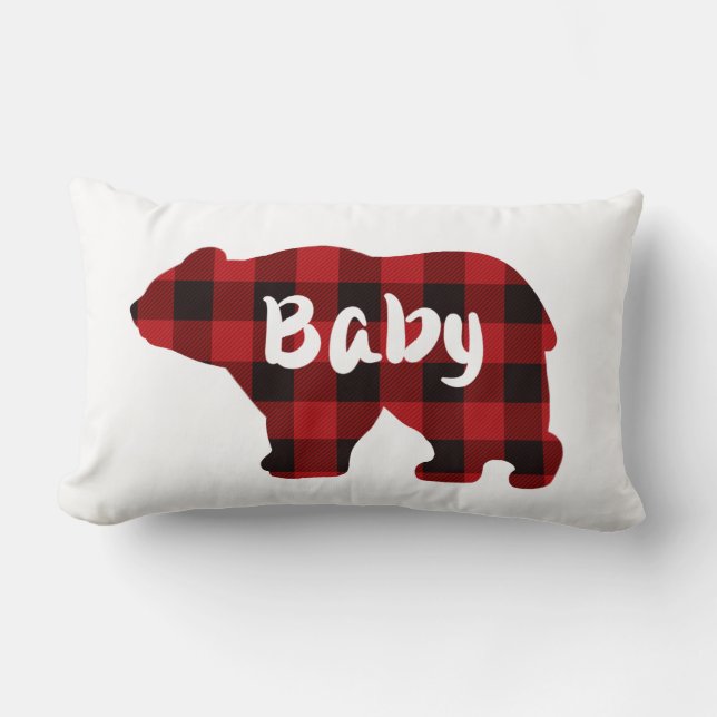 Cute Baby har röd svart buffel som pläterats mönst Lumbarkudde (Framsida)