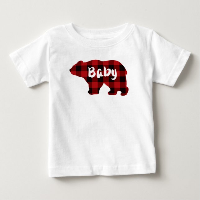 Cute Baby har röd svart buffel som pläterats mönst T Shirt (Framsida)