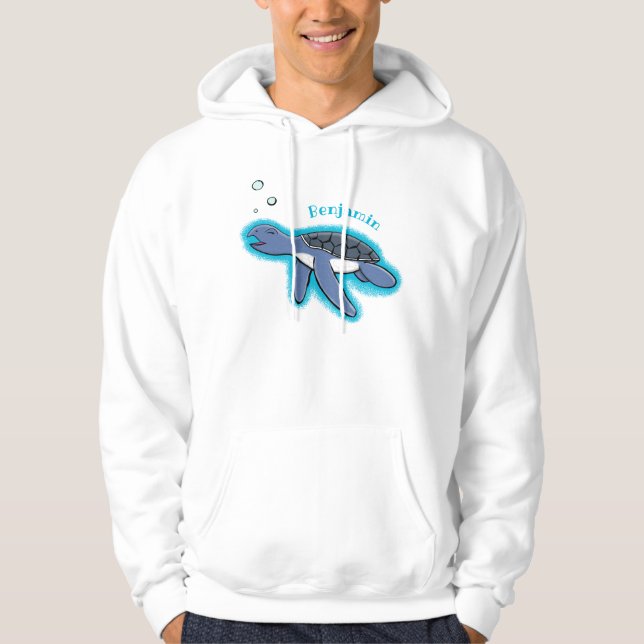 Cute baby havssköldpadda, tecknad hoodie (Framsida)