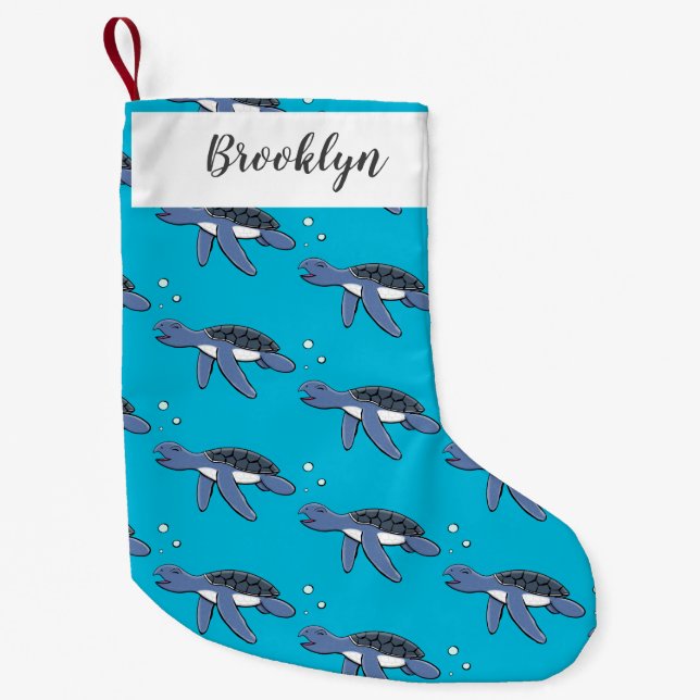 Cute baby havssköldpadda, tecknad liten julstrumpa (Framsidan)