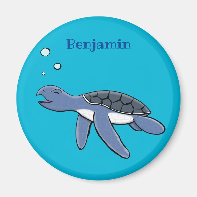 Cute baby havssköldpadda, tecknad magnet (Framsidan)