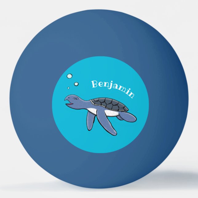 Cute baby havssköldpadda, tecknad pingisboll (Framsidan)