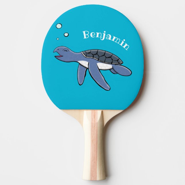 Cute baby havssköldpadda, tecknad pingisracket (Framsidan)