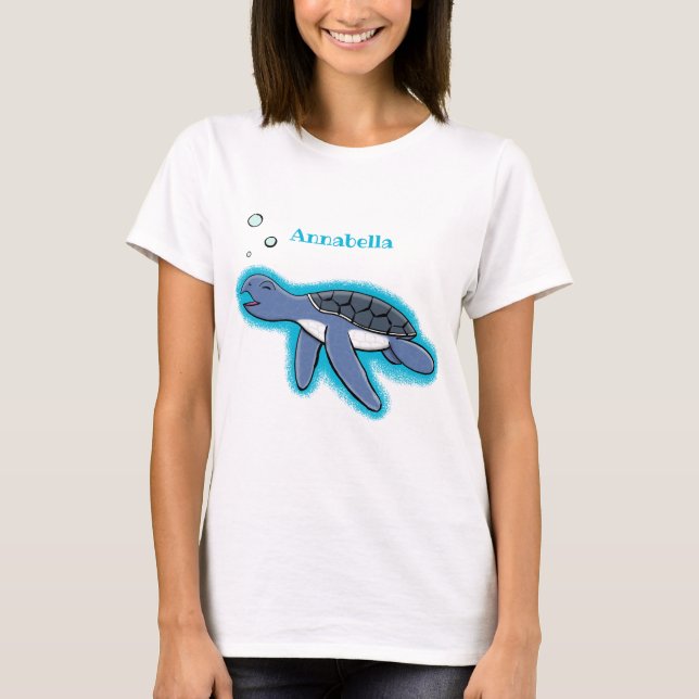 Cute baby havssköldpadda, tecknad t shirt (Framsida)