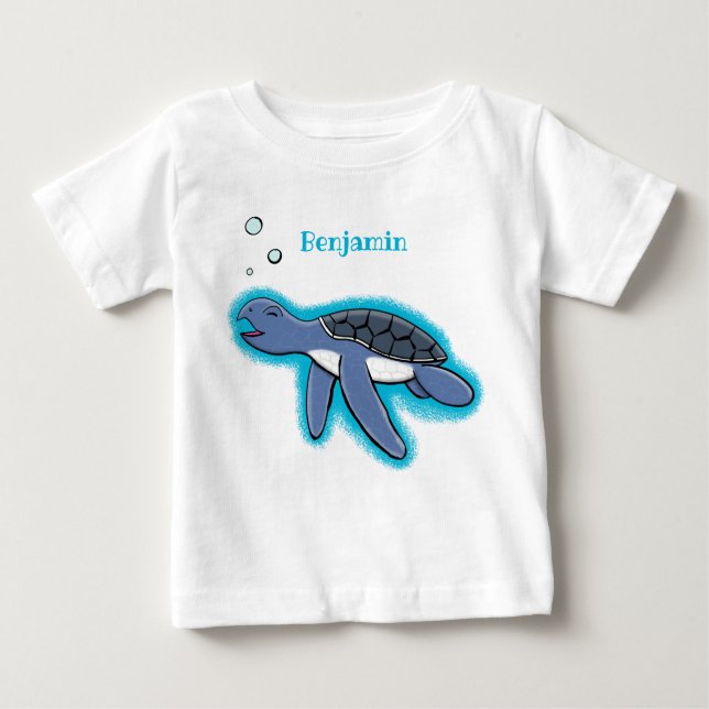 Cute baby havssköldpadda, tecknad t shirt (Framsida)