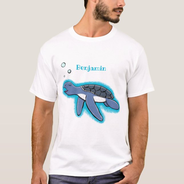 Cute baby havssköldpadda, tecknad t shirt (Framsida)