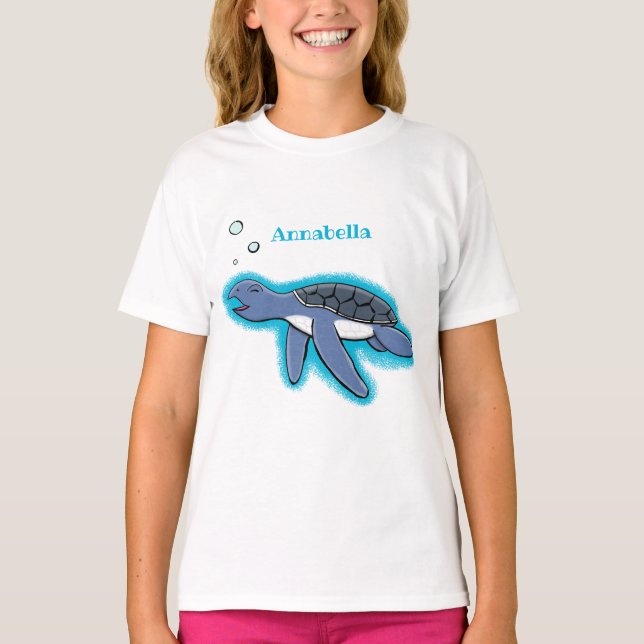 Cute baby havssköldpadda, tecknad t shirt (Framsida)
