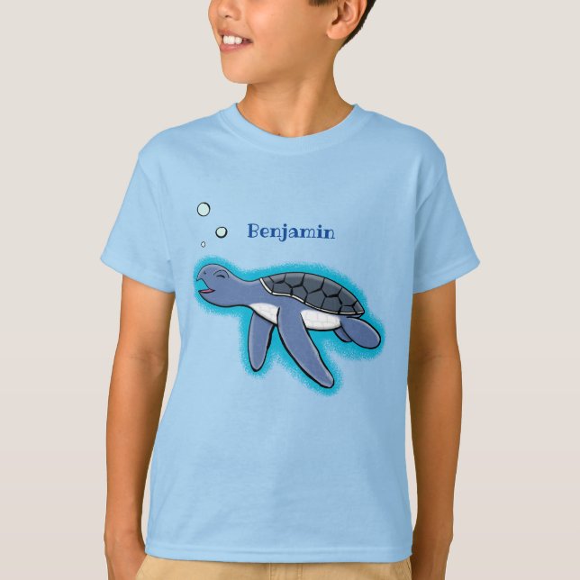 Cute baby havssköldpadda, tecknad t shirt (Framsida)