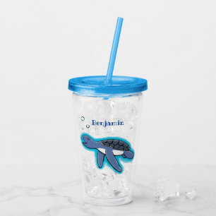 Cute baby havssköldpadda, tecknad take away mugg