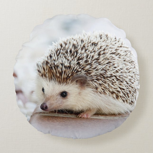 Cute Baby Hedgehog Rund Kudde (Framsidan)