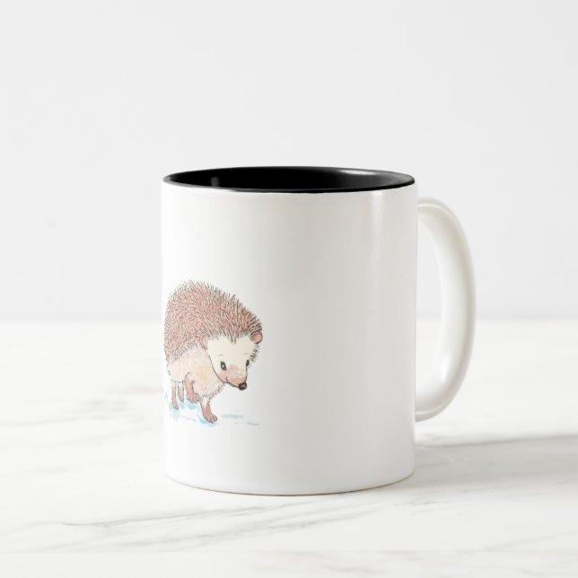 Cute Baby Hedgehog Två-Tonad Mugg (Framsida höger)
