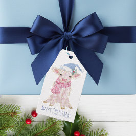 Cute Baby Highland Cow Calf Christmas Presentetikett