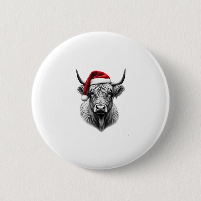 Cute Baby Highland Cow Christmas Santa Gifts Xmas  Knapp (Framsida)