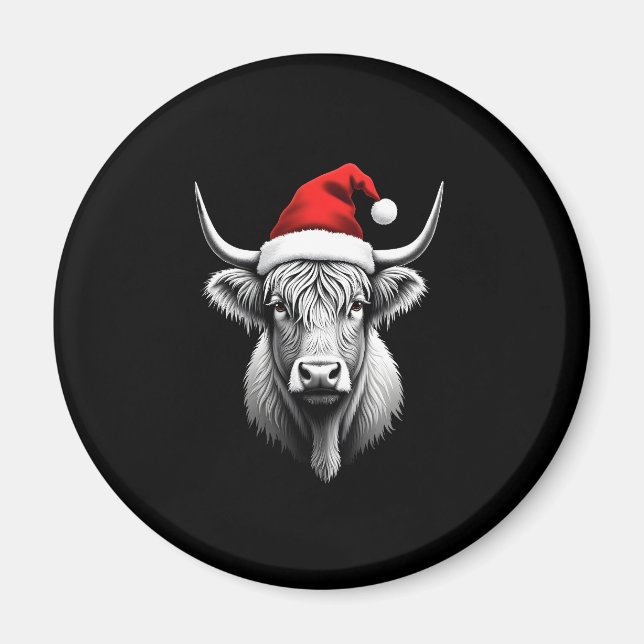 Cute Baby Highland Cow Christmas Santa Gifts Xmas  Magnet (Framsidan)