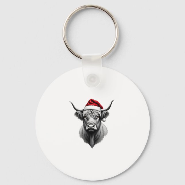 Cute Baby Highland Cow Christmas Santa Gifts Xmas  Nyckelring (Framsida)