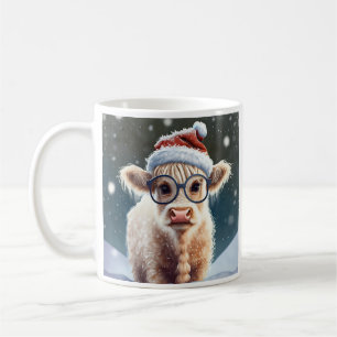 Cute baby Highland Cow i Snö Kaffemugg