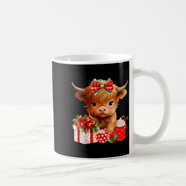 Cute Baby Highland Cow Merry Christmas Farmer Cow  Kaffemugg (Höger)