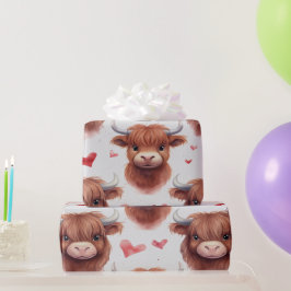 Cute Baby Highland Cow Valentine Heart Mönster 1 Presentpapper