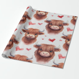 Cute Baby Highland Cow Valentine Heart Mönster 1 Presentpapper