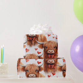 Cute Baby Highland Cow Valentine Heart Mönster 2 Presentpapper