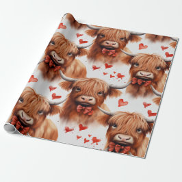 Cute Baby Highland Cow Valentine Heart Mönster 2 Presentpapper
