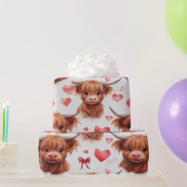 Cute Baby Highland Cow Valentine Heart Mönster 3 Presentpapper