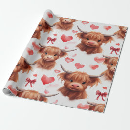 Cute Baby Highland Cow Valentine Heart Mönster 3 Presentpapper
