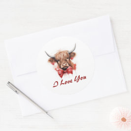 Cute Baby Highland Cow Valentines Personlig Runt Klistermärke