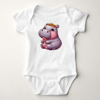 Cute Baby Hippo Baby Bära T Shirt