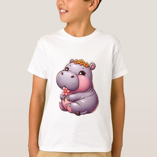 Cute Baby Hippo Barn T-Shirt (Framsida)