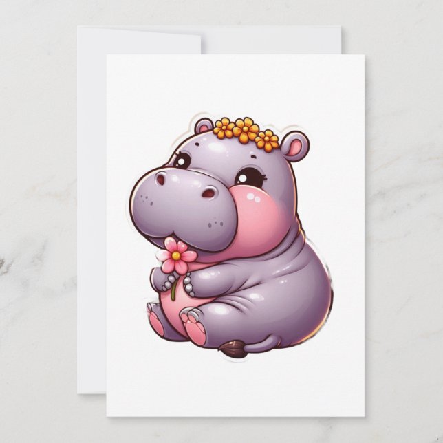 Cute Baby Hippo-kort Julkort (Framsida)