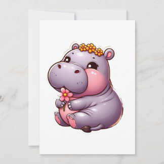Cute Baby Hippo-kort Julkort