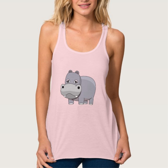 Cute Baby Hippo Linne Med Racerback (Framsida)
