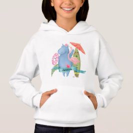 Cute Baby Hippo med eget namn Flamingo T Shirt
