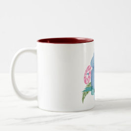 Cute Baby Hippo med eget namn Flamingo Två-Tonad Mugg