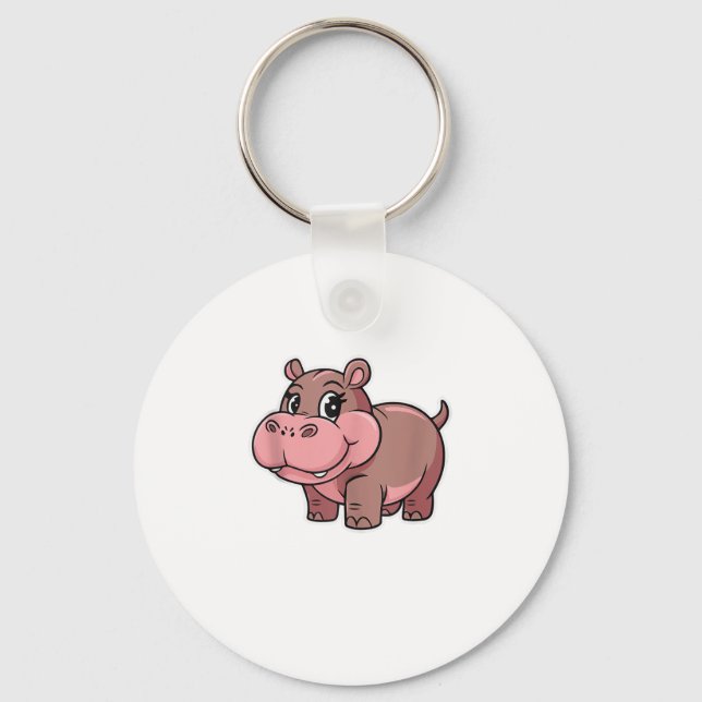 Cute Baby Hippo Moo Deng Tanktop_1 Nyckelring (Framsida)