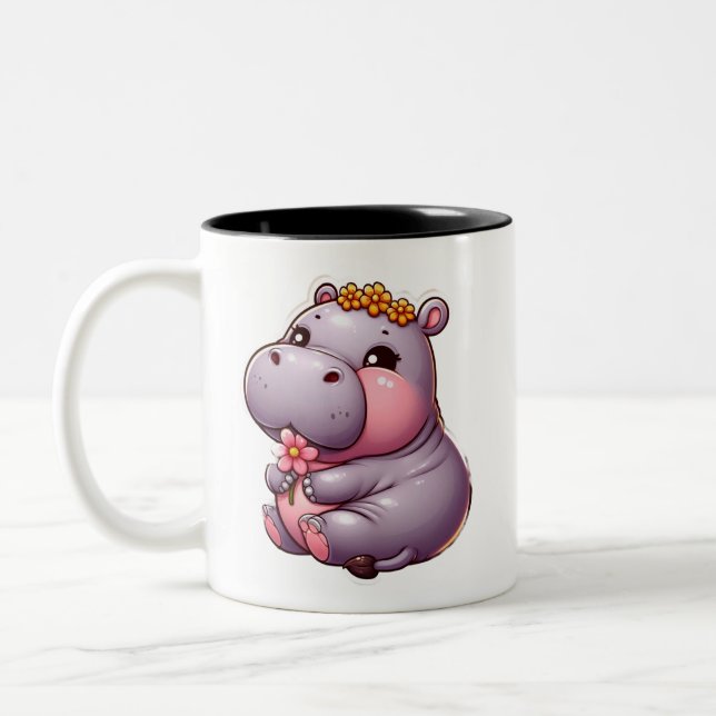 Cute Baby Hippo Mugg (Vänster)