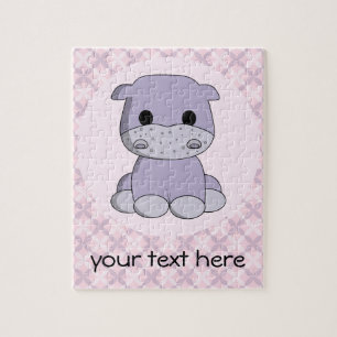 Cute baby hippo tecknad anpassningsbar ungar pusse pussel