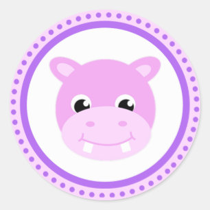 Cute Baby Hippo Tecknad Stickers Runt Klistermärke